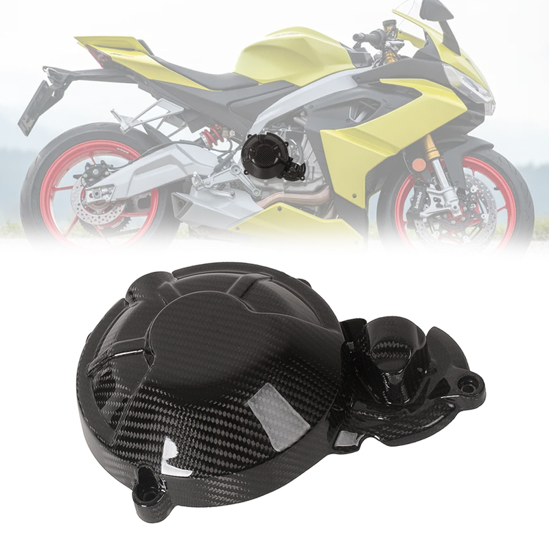 Motorcycle Carbon Fiber Aprilia RS660 Engine Clutch Cover Twill Weave Glossy Black
